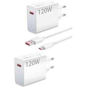 Resim 120 Watt Turbo Hızlı Şarj Aleti Seti Hızlı Şarj Adaptörü Beyaz 