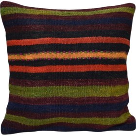 Resim Zehra Abla Halı Yeni El Dokuma Dekoratif Kilim Kırlent Yastık Kılıfı 6493 Çok Renkli 
