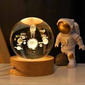Resim Keyfim Shop Işıklı Ahşap Kaideli Uzay Cam Küre 8cm*6cm 