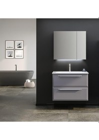 Resim Orka Nuvola 80 Cm Mdf Gri Banyo Dolabı Alt Modül Ve Lavabo Gri 