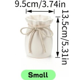 Resim Meridiangoods Boho Chic Beyaz Plastik Vazo Rustik Kenevir İpi Dekorasyon Çiçek Buketi 