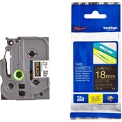 Resim Brother Tze-344 18mm Siyah Üzeri Altin Etiket 