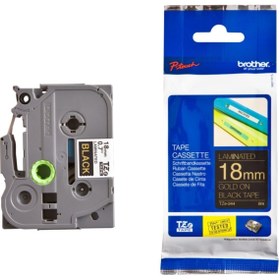 Resim Brother Tze-344 18mm Siyah Üzeri Altin Etiket 
