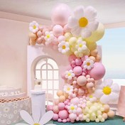 Resim 156 parça, Papatya Balon Kemeri Seti - Pastel Pembe, Kırmızı, Sarı, Turuncu Bohem Balonlar, Duş, Düğün, Nişan, Doğum Günü, Yıldönümü Festivali Dekoru için Çiçek Balon Kemeri 