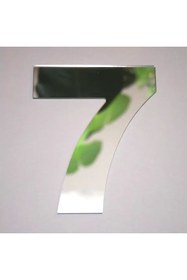 Resim zafrakreklam Daire Numarası 1 mm Gümüş Ayna Pleksi Yapışkanlı Ölçü 9X4 Cm No- 7 YEDİ 