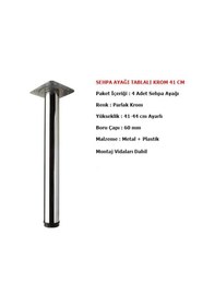 Resim Eymenyapimarket 4 Adet Sehpa Ayağı 41 Cm Ayarlı Krom Mobilya Ayak Çap : 60 Mm 