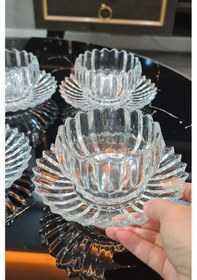 Resim 6 Kişilik Kristal Cam Çerez Tatlı Tabağı Seti 12 Parça 