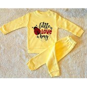 Resim anne dokunuşu gibi KUZUM BEBE 2’li Fitilli Kumaş Civciv Desenli Kız Erkek Bebek Çocuk Alt Üst Pijama Takımı 