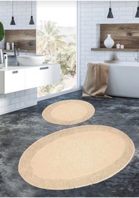 Resim Cotton Special 2'li Oval Osmanlı Desen Pamuklu Klozet Takımı Sütlü Kahverengi 60 x 100 / 50 x 60 CM Sütlü Kahverengi 