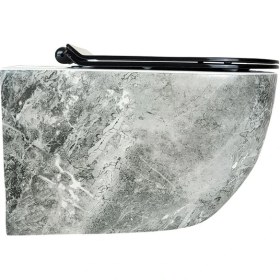 Resim Bıga Antrasıt Kanalsız Asma Klozet+Soft Kapak WH-828+CS-22 