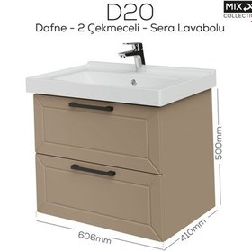 Resim Creavit D20 65 Cm İki Çelmeceli Lavabo Dolabı Dafne Lake Kapak Dafne 