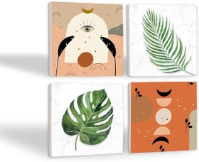 Resim Bohem, Yaprak Taş Bardak Altlığı Seti - 4 Parça - Dekoratif, Rustik Mutfak Aksesuarı, 10x10 cm, Kaydırmaz Tabanlı, Şık ve Dayanıklı SC346 