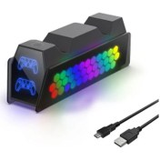 Resim Honeybeeshop Ps5 Dualsense Ve Edge Kontrol Cihazı Şarj İstasyonu Siyah Ergonomik Tasarım Dayanıklı Abs Led Aydınlatma 