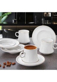 Resim Gönül Dayanıklı Beyaz Gold 6 Kişilik Porselen Fincan Takımı G3488 