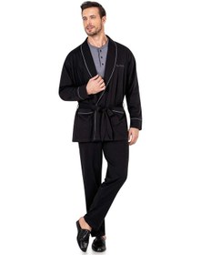 Resim Pierre Cardin 5605 Erkek Çeyizlik 3'lü Rob Pijama Takım-siyah Siyah 