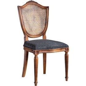 Resim Kupa Torna Oymalı Ahşap Sandalye Ceviz 