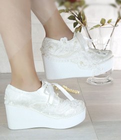 Resim Naturelmoda Maggie Altın Kadın Beyaz Abiye Gelin Ayakkabısı 51204 