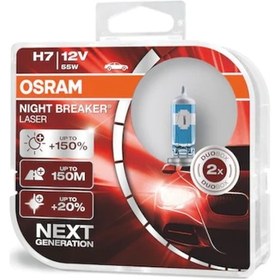 Resim Osram Night Breaker Laser H7 Ampul Takımı %150 Daha Fazla Işık 