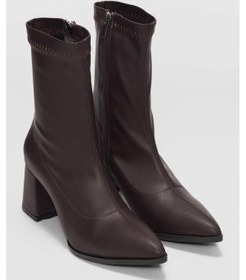 Resim Ventes Kısa Topuklu Sivri Burun Streç Kadın Bot-2041783-z Kahve 