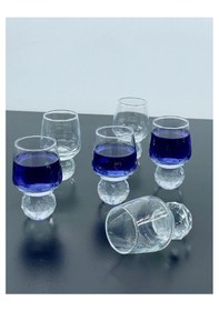 Resim 6 Kişilik Cam Elmas Ayaklı Kahve Yanı Bardağı Bardak 50ml 
