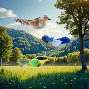 Resim 1 adet Etkileşimli Kedi Oyuncağı Gerçekçi Kuş Sesleri ile - Hayvan Desenli Peluş Kumaş, Pil Gerektirmez, Canlı Tüy Gibi Tasarım ile Eğlenceli Oyun ve Kendi Eğlencesi, Kedi Oyun Saati, Dekoratif Evcil Hayvan Aksesuarı 