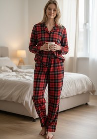 Resim ARN HOMEWEAR aile kombini ekoseli lizbon kumaş pijamatakımı anne-kız-baba-oğul(tek takım fiyatıdır 