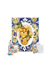 Resim Sayılarla Boyama Seti 40 X 50 Cm Tuval Şasesine Gerili Tabaktaki Limonlar 
