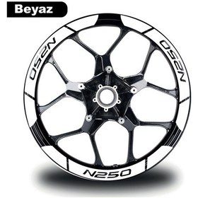 Resim Beyaz Bajaj N250 Geniş Jant Sticker Etiket Modeli 