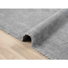 Resim Carpetrium Antique Spt Grey - Dört Tarafı Saçaklı Pamuklu Yıkanabilir Kilim 