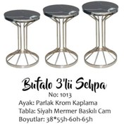 Resim Zigon Bufalo Brc Model 1012 Siyah Mermer Temper cam GÜMÜŞ Renk Kaplama Metal Ayak El Yapım 