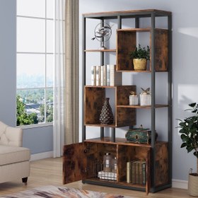 Resim Zizuva Özel Tasarım 180x80x30 CM Ceviz Dolaplı Ev Ofis Kitaplık ve Düzenleyici 