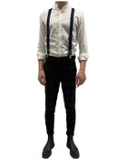 Resim %100 Deri Lacivert Unisex Pantolon Askısı 