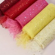 Resim 1 adet 9.14 Metre Glitter Sequins Tül Rulo Yumuşak Tül Şerit Parti Süslemeleri DIY El Sanatları Tutu Etek Aksesuarları Düğün Arka Plan Sahne Süslemeleri Dikiş Ağ Örgü 