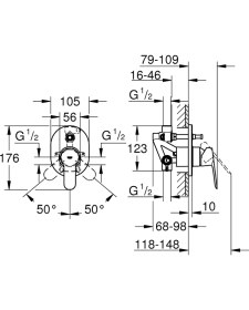 Resim Grohe BauEdge Ankastre Banyo Duş Bataryası - 29039000 