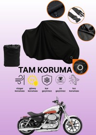 Resim dokaca Siyah Kilit Uyumlu Harley-Davidson Sportster SuperLow XL883L Uyumlu Motosiklet Branda Koruyucu Örtü 