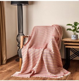 Resim Soft Waffle Koltuk Şalı - Ekru / Bordo - 120x170 Cm Çok Renkli 