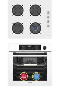 Resim Simfer 11 Fonksiyon Steam Master Beyaz 2'li Ankastre Set (8245 Fırın + 3654 Ocak) 