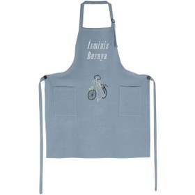 Resim Mutfak Önlüğü Kişiye Ve İsme Özel Nakışlı Mutfak Önlüğü Bisiklet Farklı Renkler Mavi 