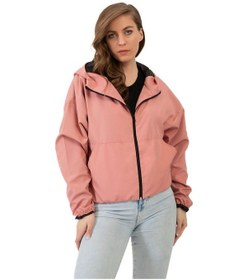 Resim Spor Kadın Kapüşonlu Su Ve Rüzgar Geçirmez Oversize Yağmurluk - Rüzgarlık-132 Pudra 