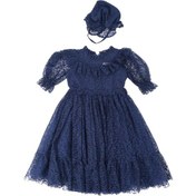 Resim Kız Çocuk Prenses Fırfır Yakalı Desenli Çantalı Tüllü Elbise 001 