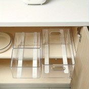 Resim 2/4 adet Raf Altı ve Çekmece Düzenleyicileri için Şeffaf Plastik Çekme Kılavuz Rayları - Sepet/Kutular, Dolap ve Raf Düzenleme Aksesuarları için Ayarlanabilir DIY Depolama Kaydırakları, Çekmece Düzenlemesi | Ayarlanabilir Depolama | Dayanıklı Kılavuz Raylar, Raf Kaplamaları 