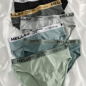 Resim 6 Paket Erkek Pamuklu Külot, Spandexli, Rahat Nefes Alabilir Günlük İç Çamaşırı, Orta Esnek Örme Kumaş, Alfabe Desenli, 300gsm - Hello Life Marka 