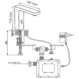 Resim Fause Fotoselli Lavabo Bataryası Çift Su Girişli Kfb102-2 