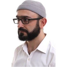 Resim Açık Gri Katlamalı Sade Desen Kışlık Orlon Takke Şapka Gri 