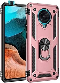 Resim Aksesuarcim Xiaomi Redmi K30 Pro ile Uyumlu Kılıf Silikon Yüzük Standlı Araç Tutucu için Mıknatıslı Darbe Karşı Dayanıklı Koruma Tank İnce Kap Vega Rose Gold 