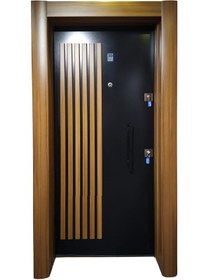 Resim Çelik Kapı Modelleri Ahşap Kaplama Kabartmalı Daire Kapısı Sağ 3 