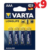 Resim Varta Longlife 4103 Alkaline AAA İnce Kalem Pil 9 x 4'lü Varta