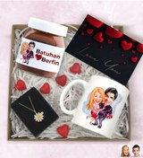 Resim Bk Gift Sevgiliye Özel Karikatürlü Hediye Seti 3 Sevgililer Günü Hediyesi Yıl Dönümü Hediyesi 
