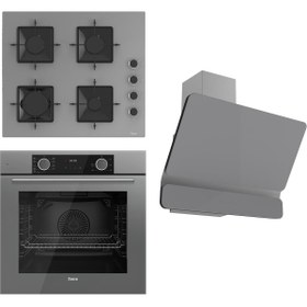 Resim Ferre Flameart Sc Serisi Gri Set (SC408-WFA + XE64CPR +D065 ) - 65 Cm'lik Kare Döküm Izgara-Wok 