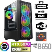 Resim Xaser Thunder x70 Ryzen 7 7700 16GB DDR5 Ram 2TB M.2 NVMe SSD 12GB RTX5070 Masaüstü Oyuncu Bilgisayarı 